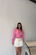 CROP POPLİN GÖMLEK YAKA KENAR DANTEL DETAYLI - Pembe resmi